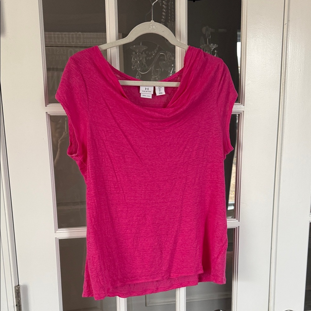 H by Halston Bright Pink Cowl Neck Blouse